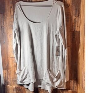 Premise‎ Studio Long Sleeve Tunic Top with Pockets – Size 1X – Raw Salt